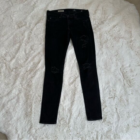 AG Adriano Goldschmied the legging super skinny ankle jeans black w distressing - Picture 2 of 7